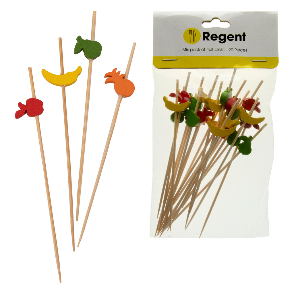 REGENT DISPOSABLE BAMBOO MIX FRUIT PICKS 20PK, 120MM