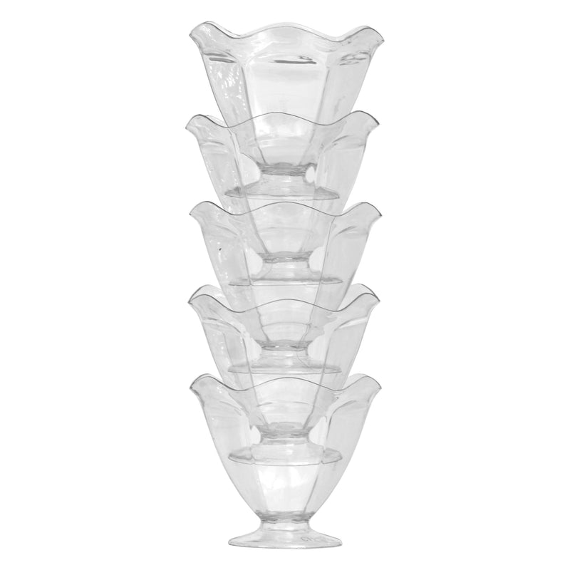 REGENT DISPOSABLE PLASTIC STEMMED CUPS WAVE 5PK, 75X80MM