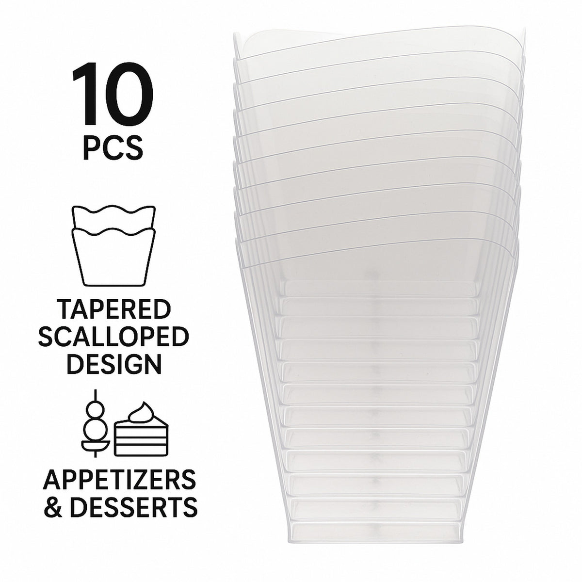 REGENT DISPOSABLE PLASTIC CUPS TAPERED WITH SCALLOPS 10PK, 105ML