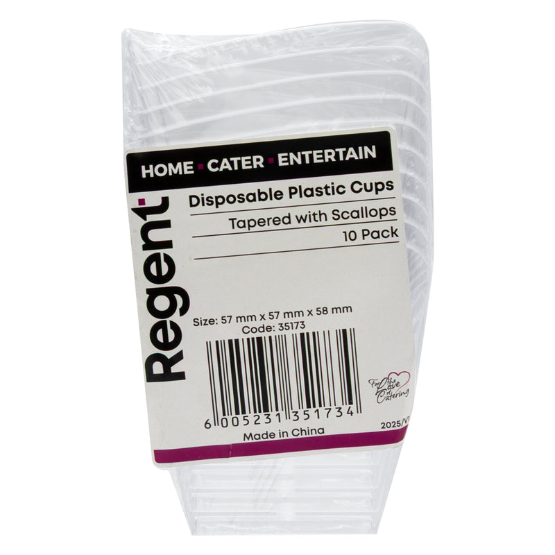 REGENT DISPOSABLE PLASTIC CUPS TAPERED WITH SCALLOPS 105ML 10PCS