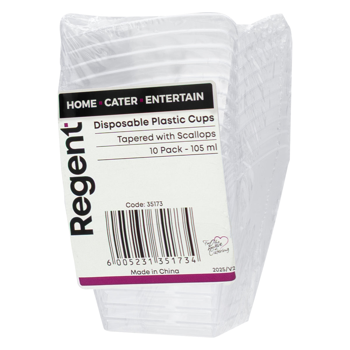 REGENT DISPOSABLE PLASTIC CUPS TAPERED WITH SCALLOPS 10PK, 105ML