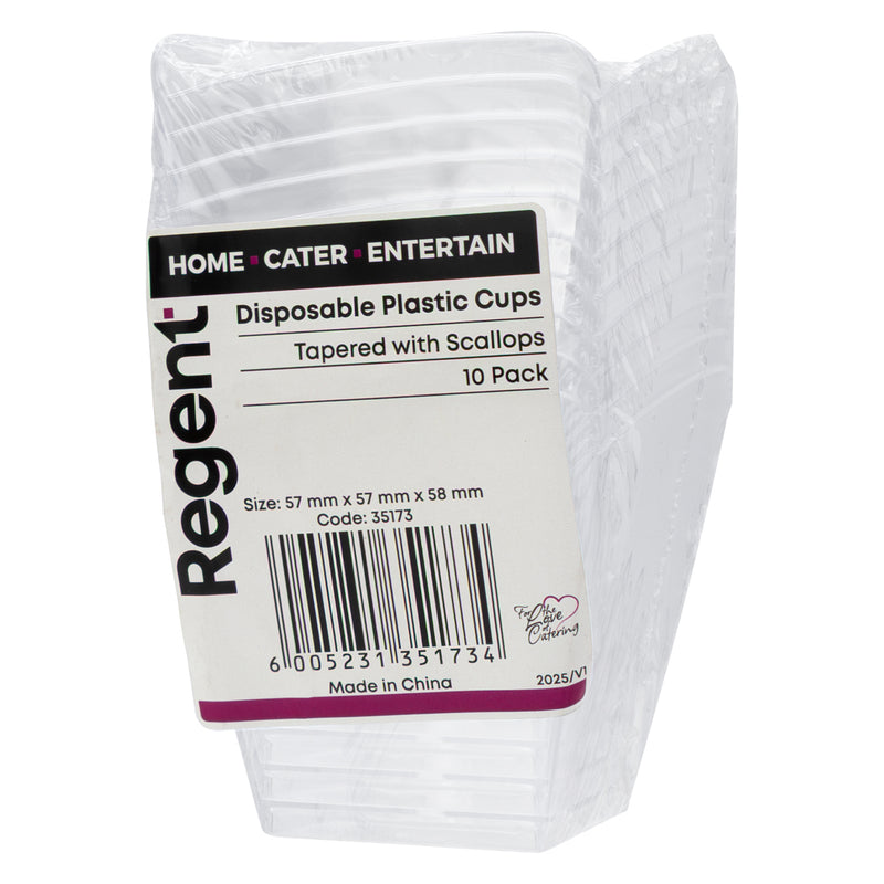 REGENT DISPOSABLE PLASTIC CUPS TAPERED WITH SCALLOPS 105ML 10PCS