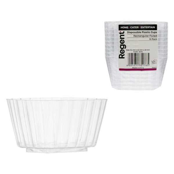 REGENT DISPOSABLE PLASTIC CUPS RECTANGULAR FLUTED 150ML 10PCS,