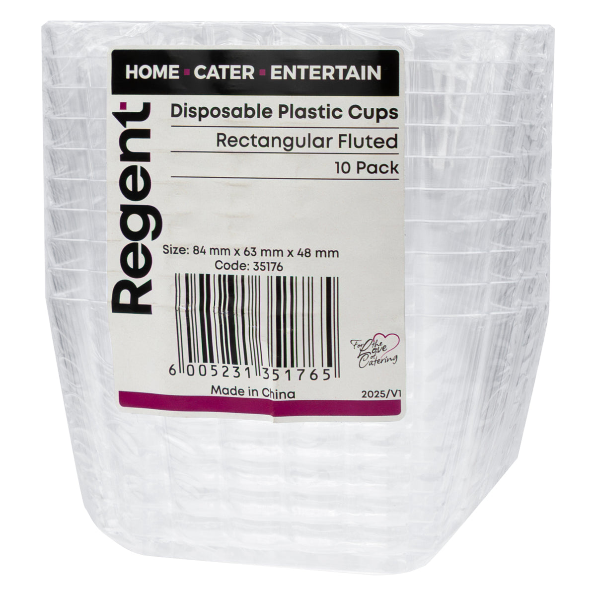 REGENT DISPOSABLE PLASTIC CUPS RECTANGULAR FLUTED 10PK, 150ML