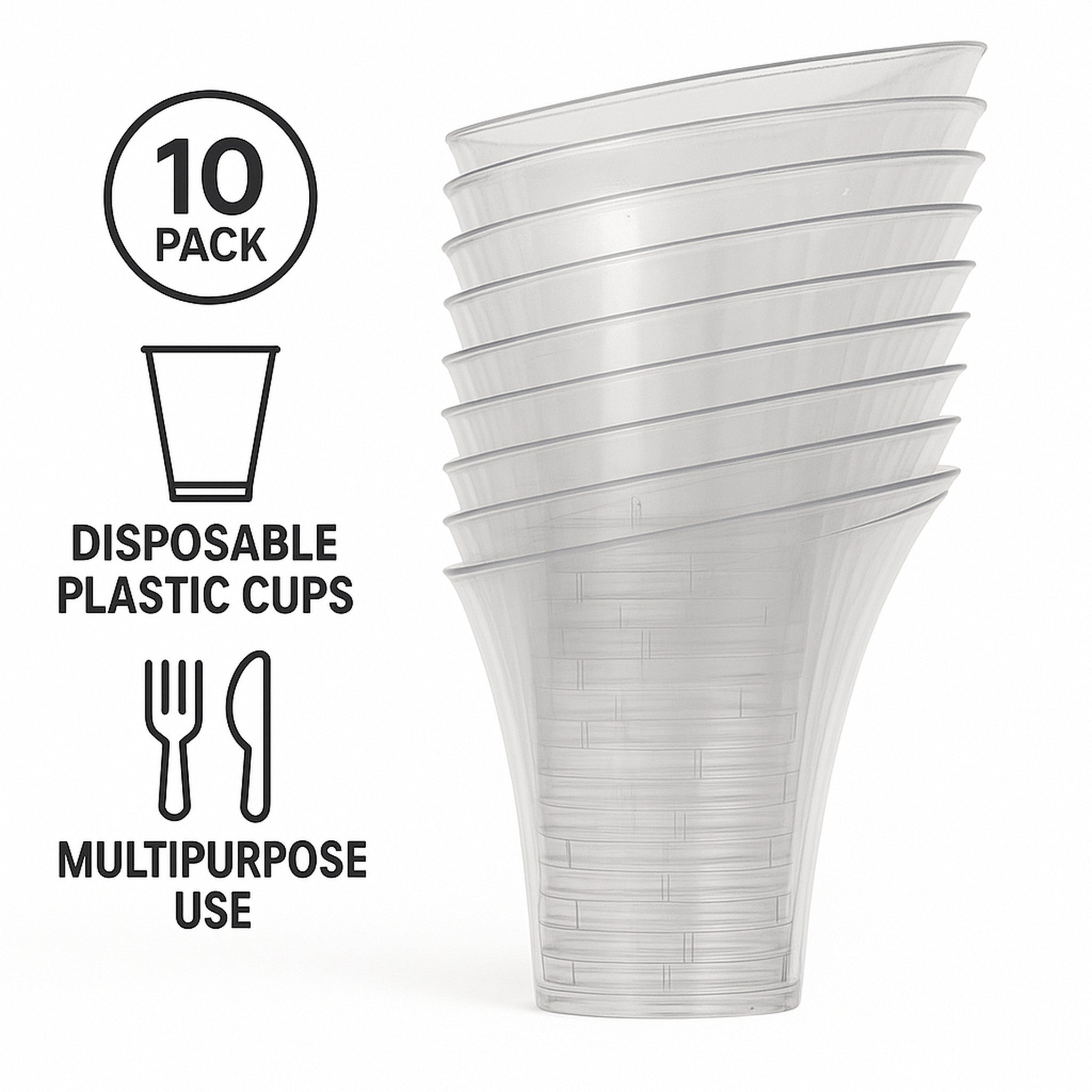 REGENT DISPOSABLE PLASTIC CUPS TRUMPET 10PK, 160ML