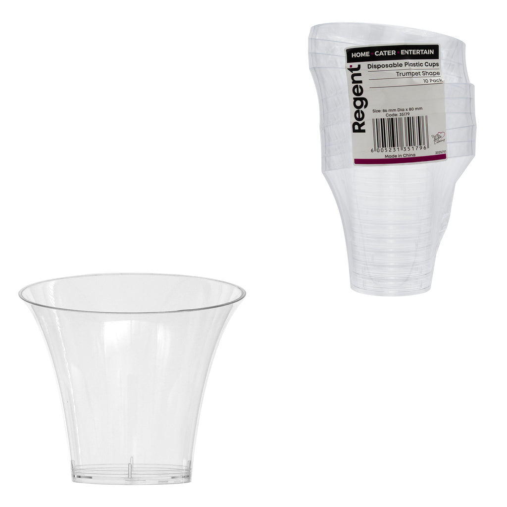 REGENT DISPOSABLE PLASTIC CUPS TRUMPET 10PK, 160ML