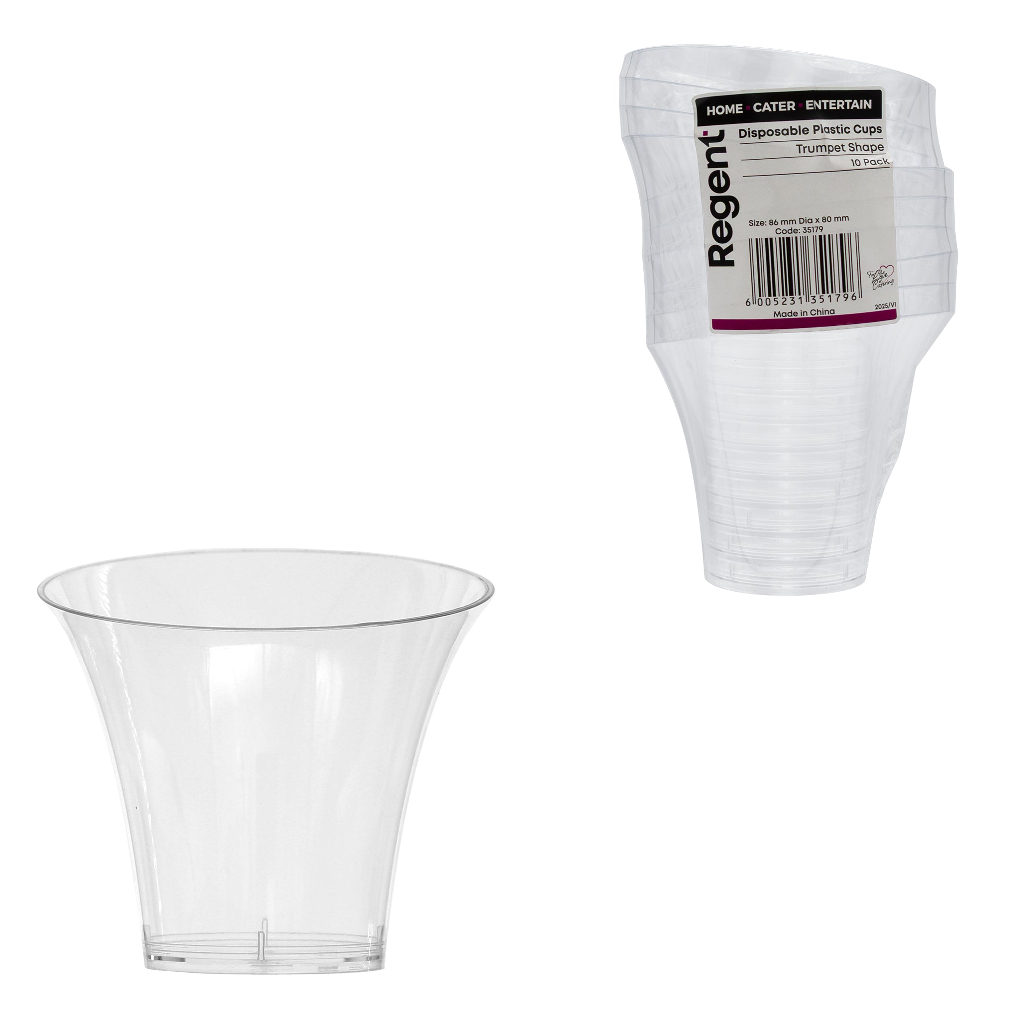 REGENT DISPOSABLE PLASTIC CUPS TRUMPET 10PK, 160ML