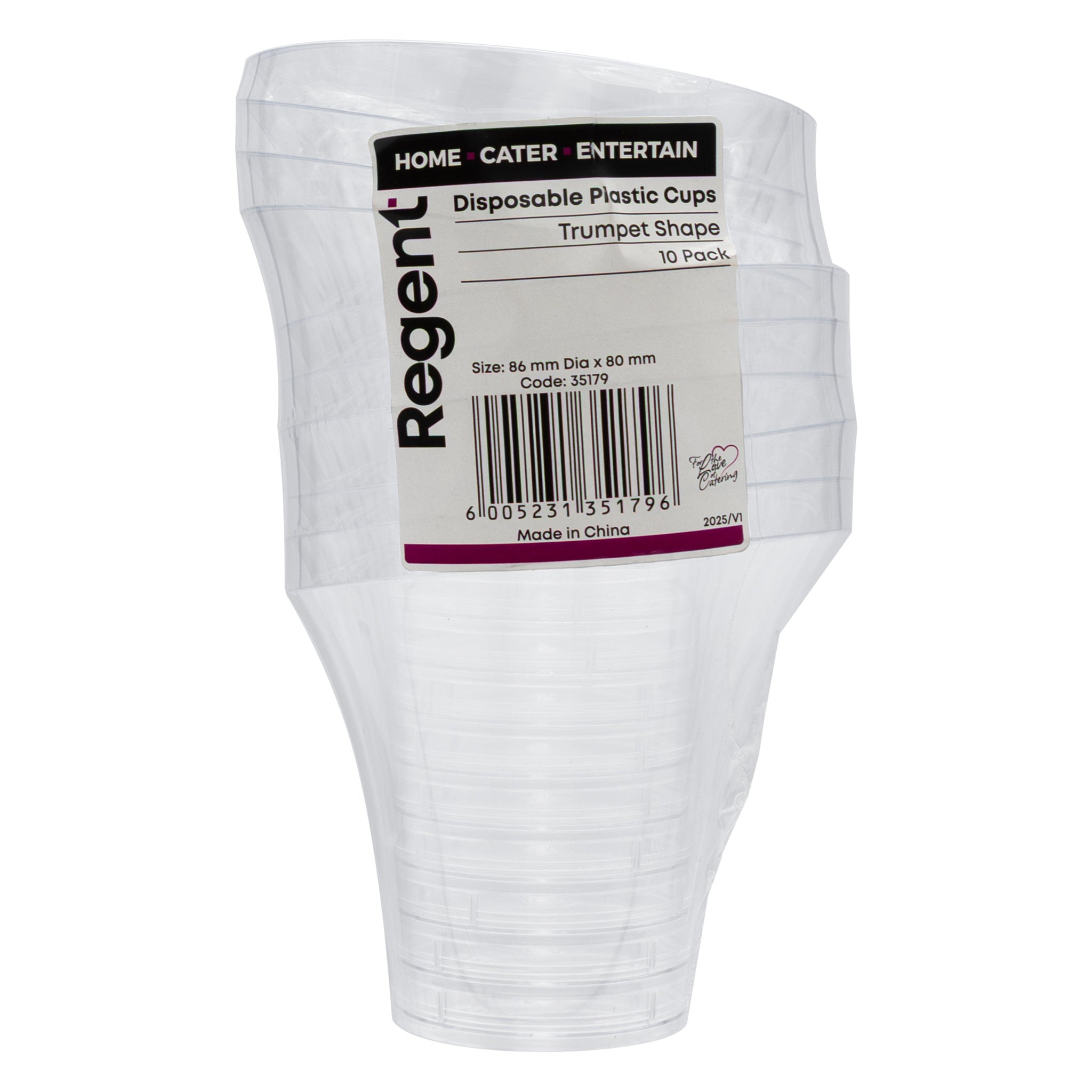 REGENT DISPOSABLE PLASTIC CUPS TRUMPET 10PK, 160ML