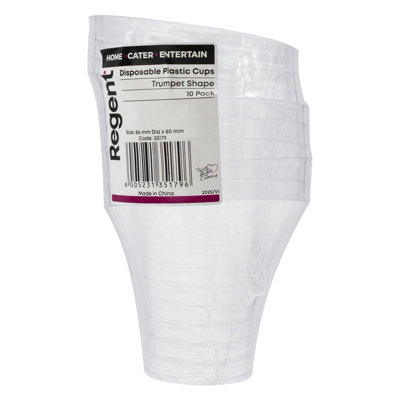REGENT DISPOSABLE PLASTIC CUPS TRUMPET 160ML 10PCS