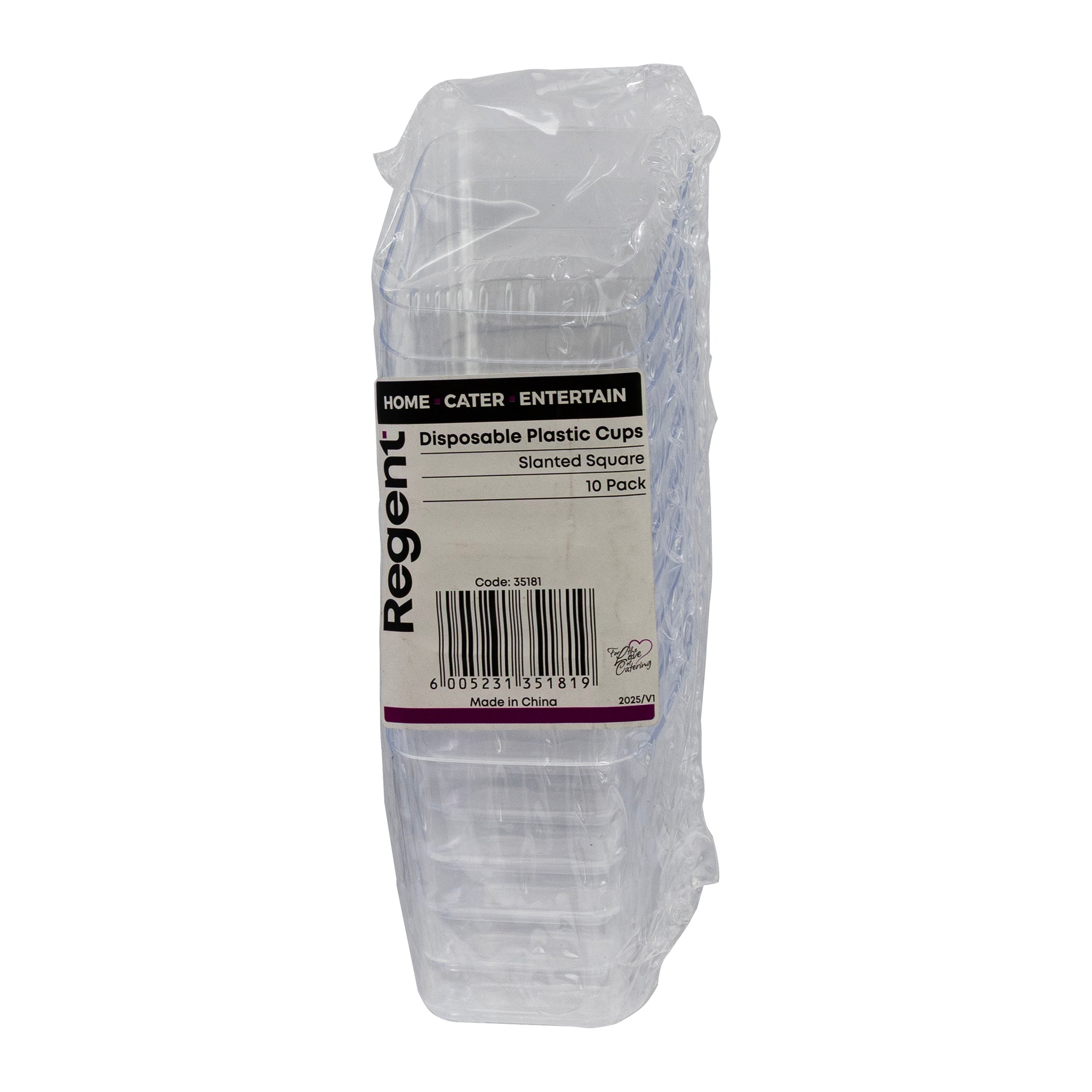REGENT DISPOSABLE PLASTIC CUPS SQUARE SLANTED 10PK, 85ML