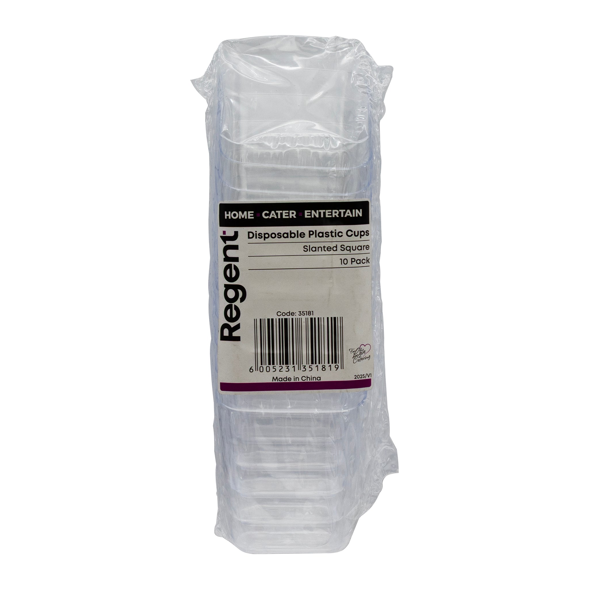 REGENT DISPOSABLE PLASTIC CUPS SQUARE SLANTED 10PK, 85ML