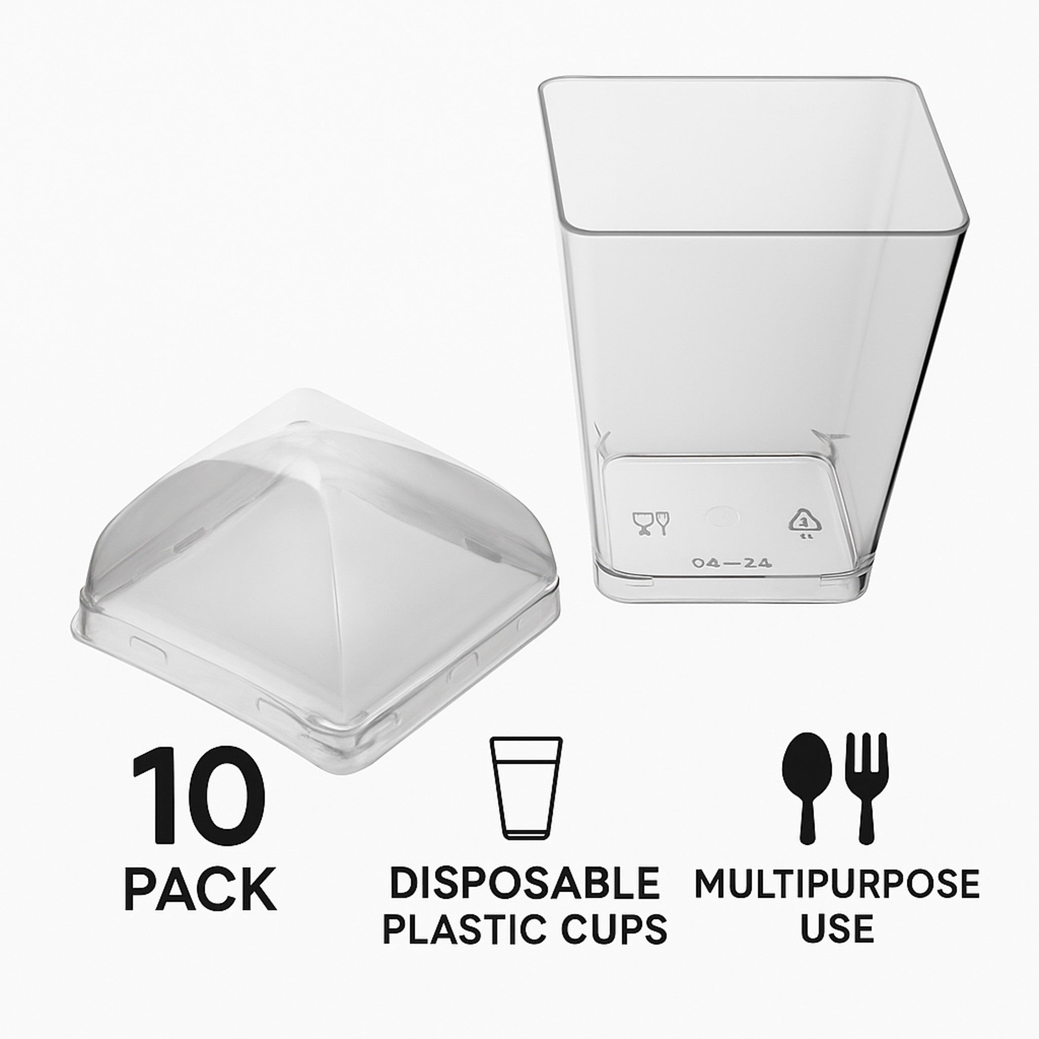 REGENT DISPOSABLE PLASTIC TAPERED CUPS WITH DOME LIDS 10PK, 165ML