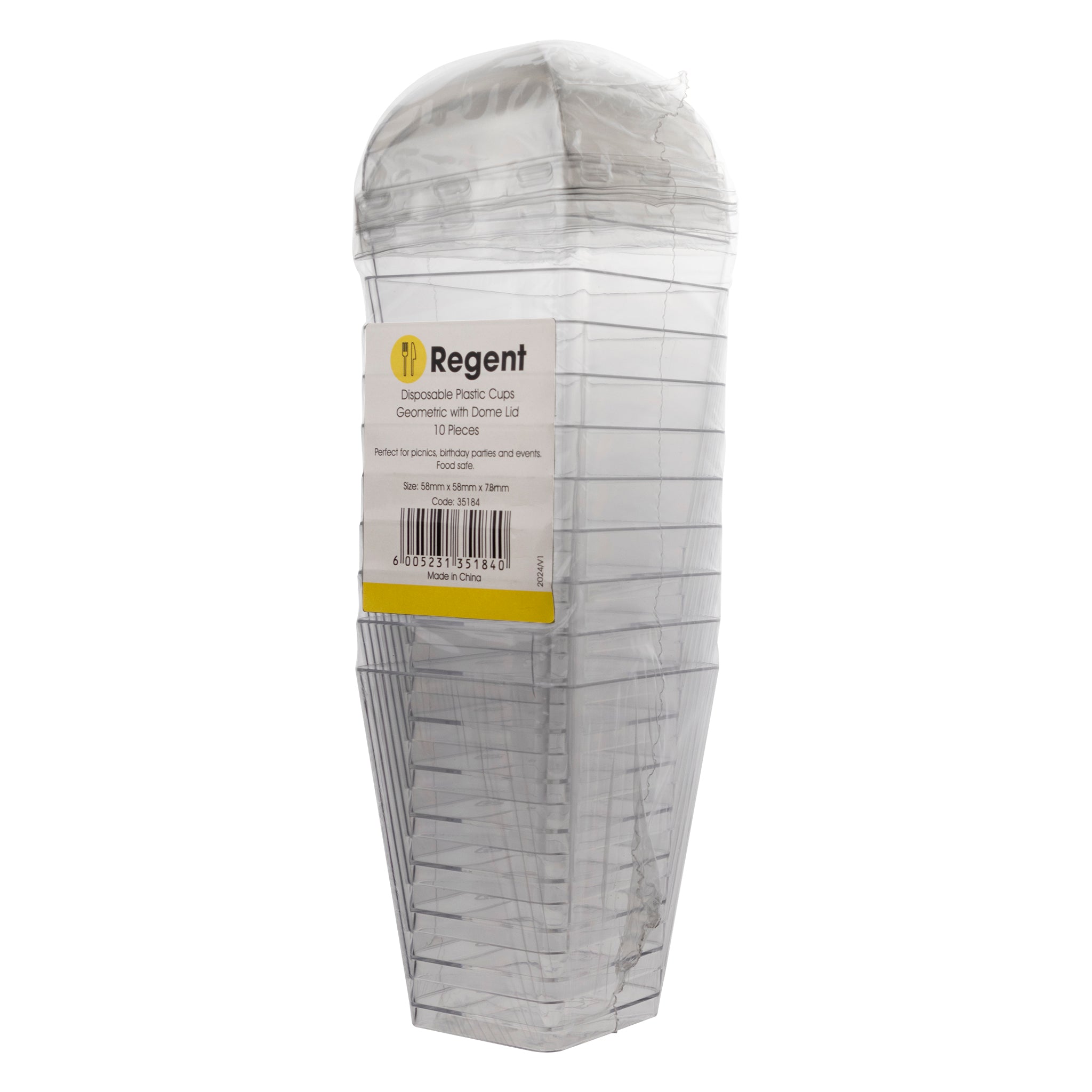 REGENT DISPOSABLE PLASTIC TAPERED CUPS WITH DOME LIDS 10PK, 165ML
