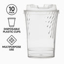 REGENT DISPOSABLE PLASTIC ROUND FLUTED CUPS WITH LIDS 10PK, 145ML