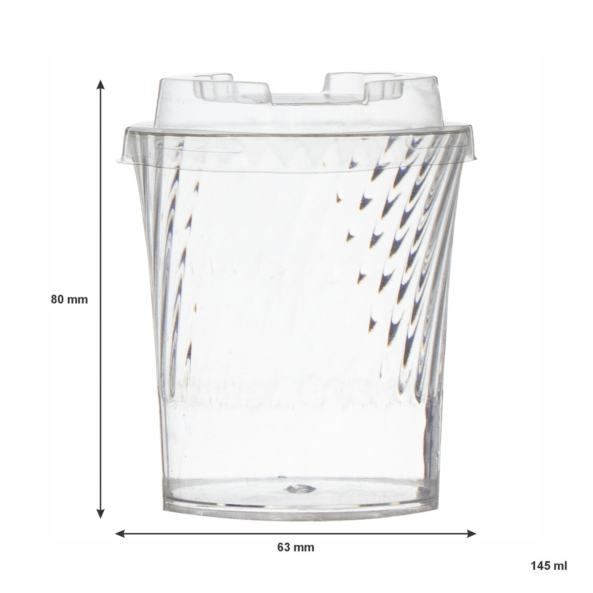 REGENT DISPOSABLE PLASTIC ROUND FLUTED CUPS WITH LIDS 10PK, 145ML