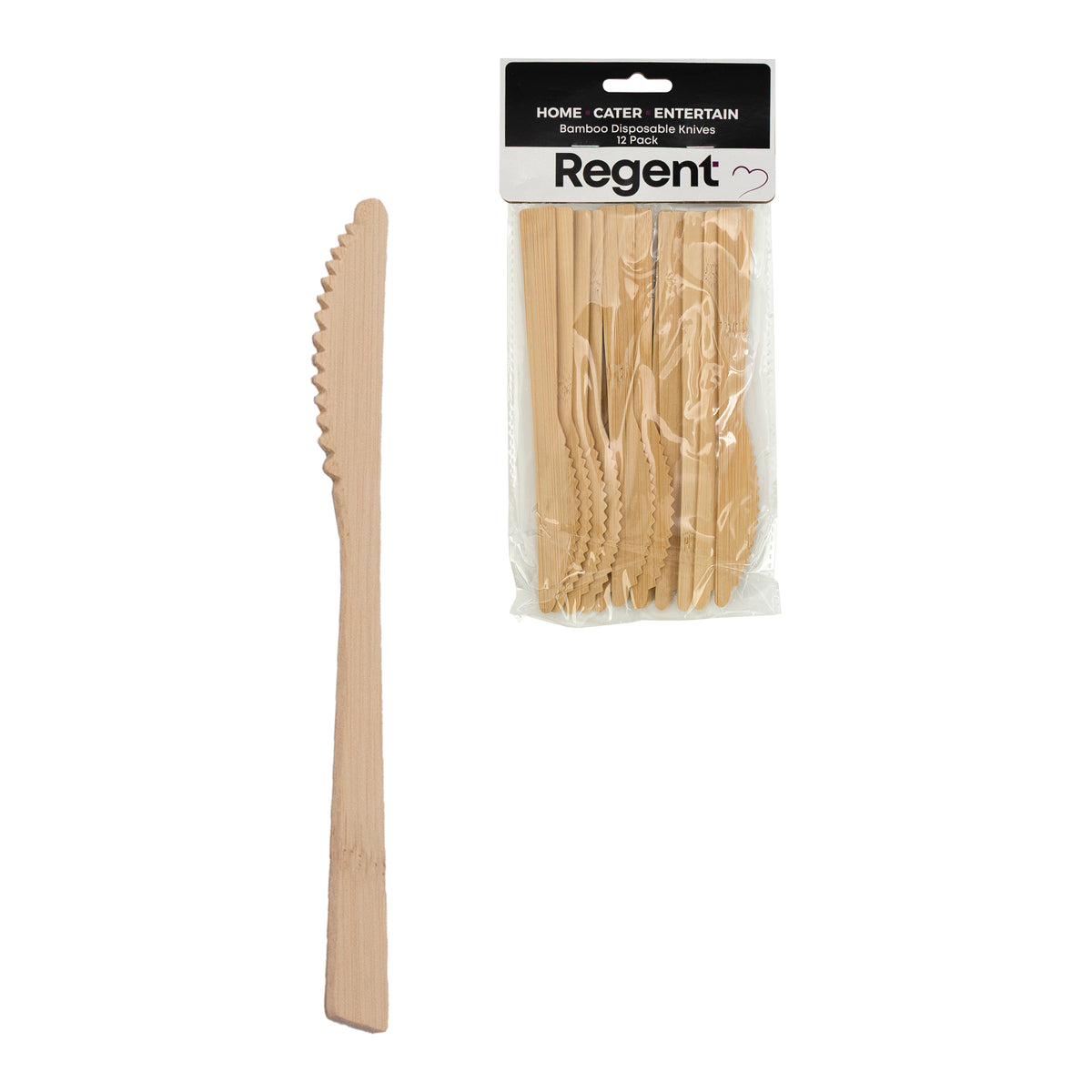 REGENT DISPOSABLE BAMBOO KNIVES 12PK, 170MM