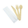 REGENT DISPOSABLE WOODEN KNIFE, FORK, SPOON & NAPKIN (4PCS) 10 PACK, (170MM)