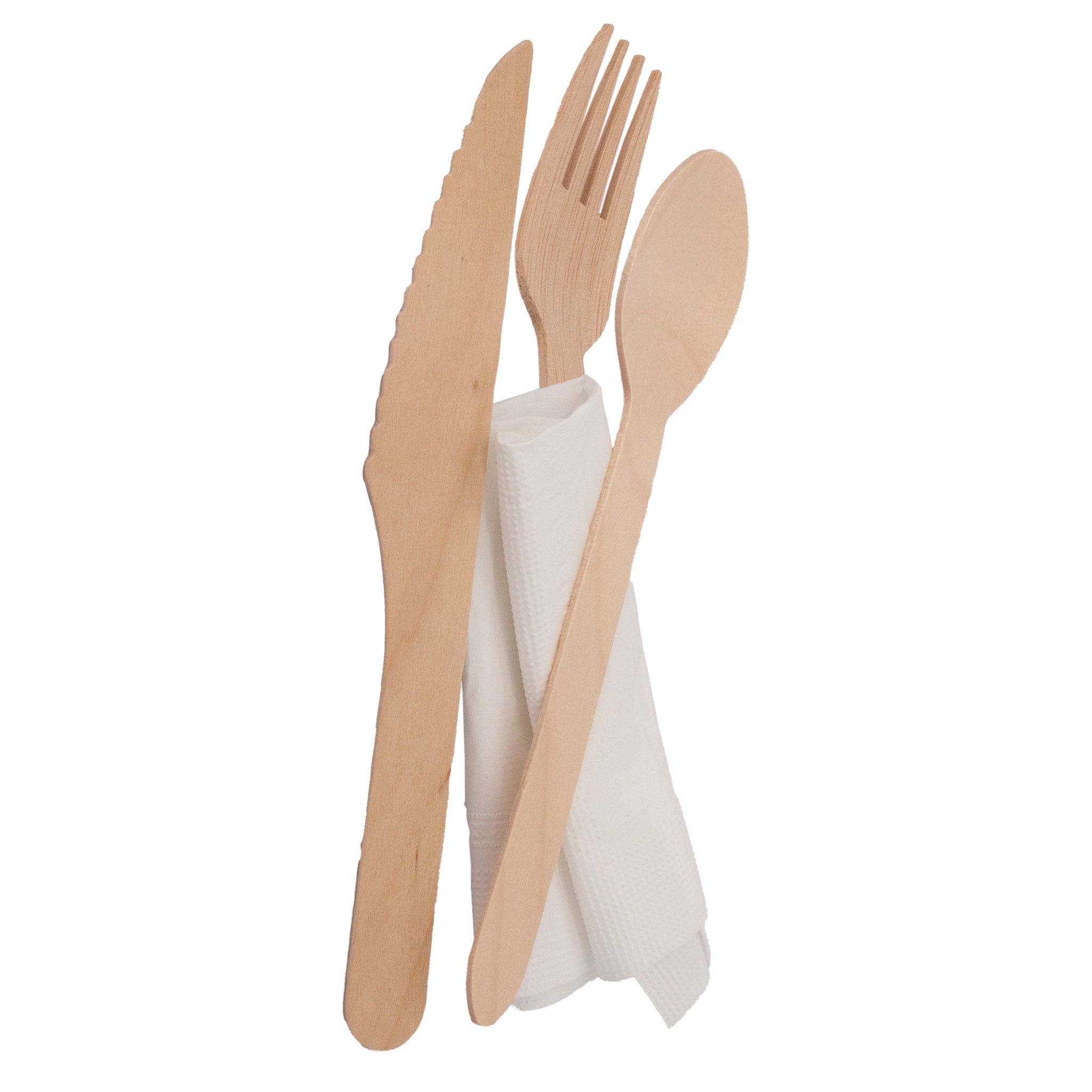 REGENT DISPOSABLE WOODEN KNIFE, FORK, SPOON & NAPKIN (4PCS) 10PK