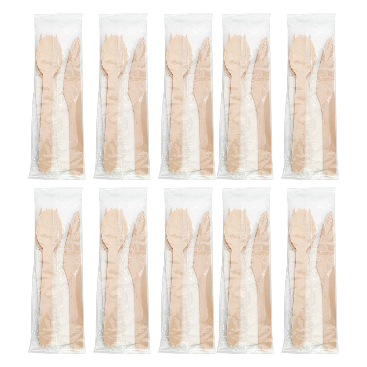 REGENT DISPOSABLE WOODEN KNIFE, FORK, SPOON & NAPKIN (4PCS) 10PK