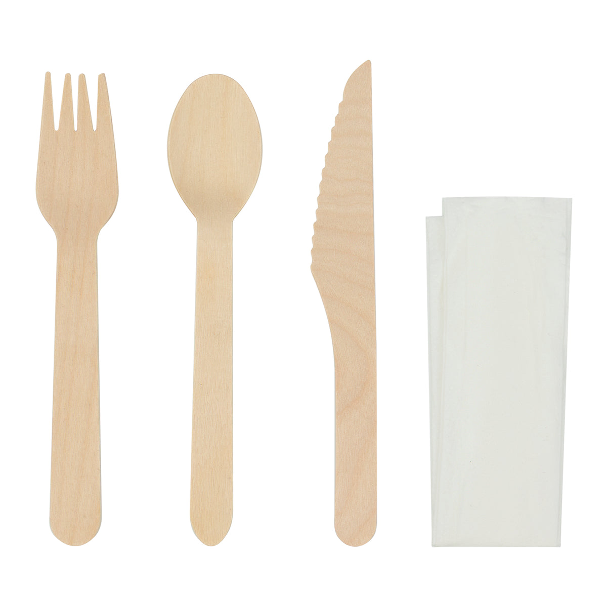 REGENT DISPOSABLE WOODEN KNIFE, FORK, SPOON & NAPKIN (4PCS) 10PK