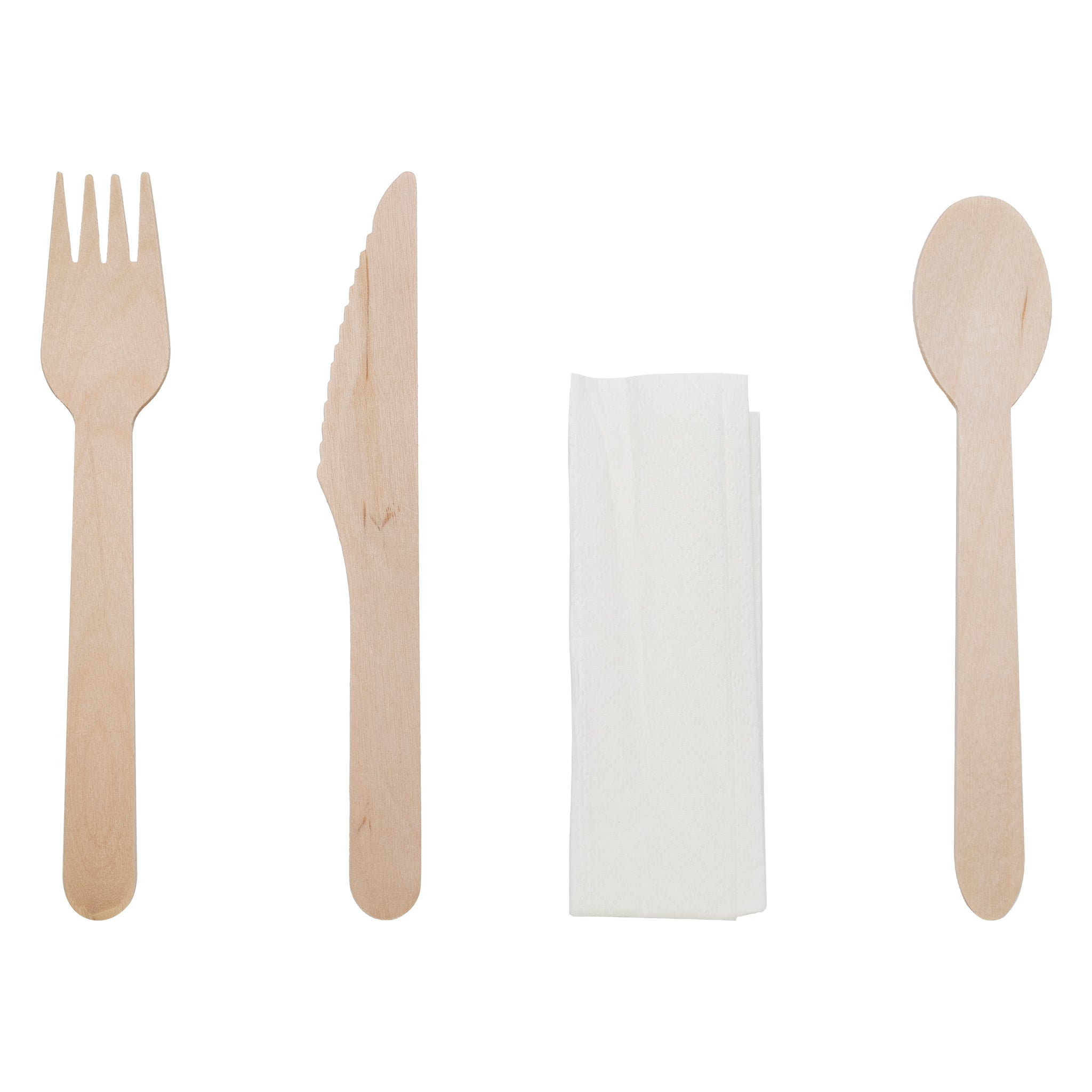 REGENT DISPOSABLE WOODEN KNIFE, FORK, SPOON & NAPKIN (4PCS) 10PK