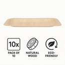 REGENT DISPOSABLE WOODEN RECTANGULAR PLATES 10PK, 190MM