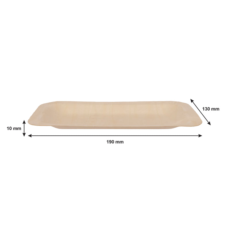 REGENT DISPOSABLE WOODEN RECTANGULAR PLATES 10PCS, (190X130X10MM)