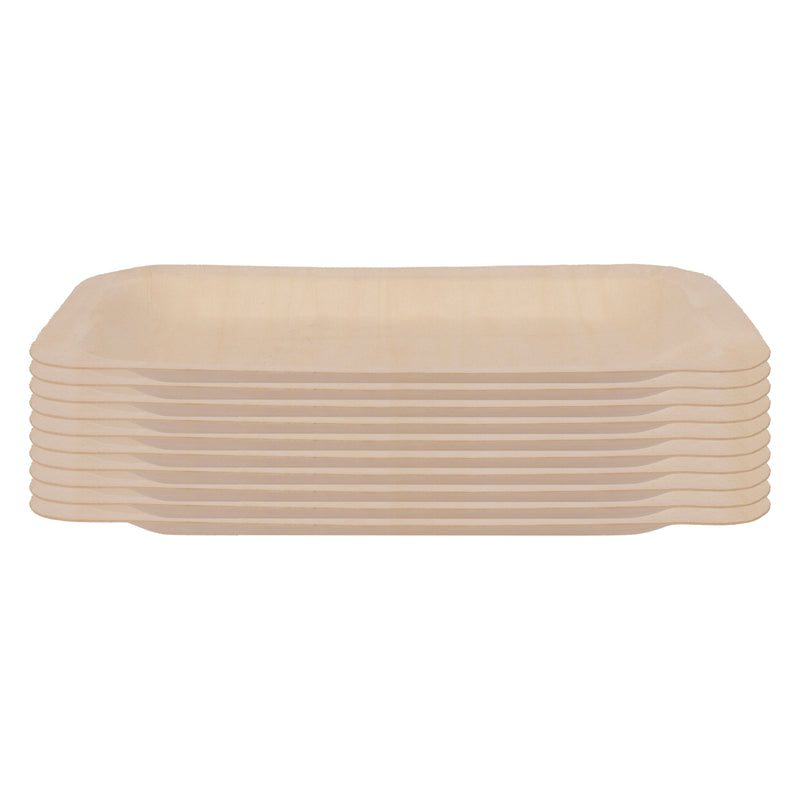 REGENT DISPOSABLE WOODEN RECTANGULAR PLATES 10PCS, (190X130X10MM)