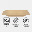 REGENT DISPOSABLE WOODEN SQUARE PLATES 10PK, 126X126MM