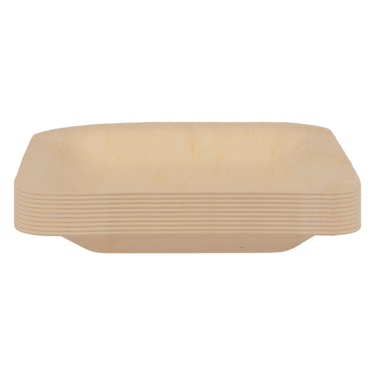 REGENT DISPOSABLE WOODEN SQUARE PLATES 10PK, 126X126MM
