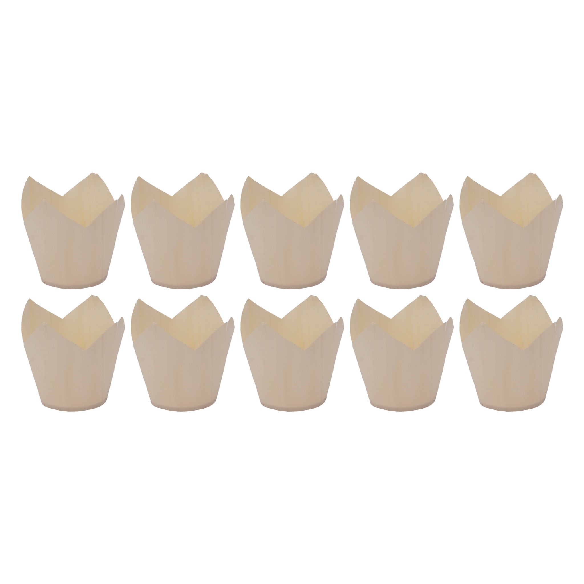 REGENT DISPOSABLE WOODEN ROUND CUPS 10PK, 70X70MM DIA