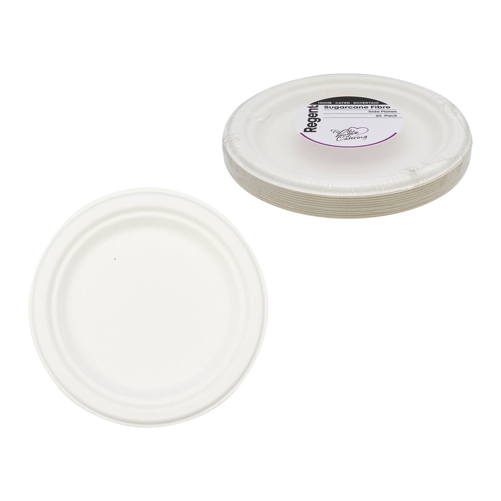 REGENT SUGARCANE FIBRE SIDE PLATES 20PK, 180MM
