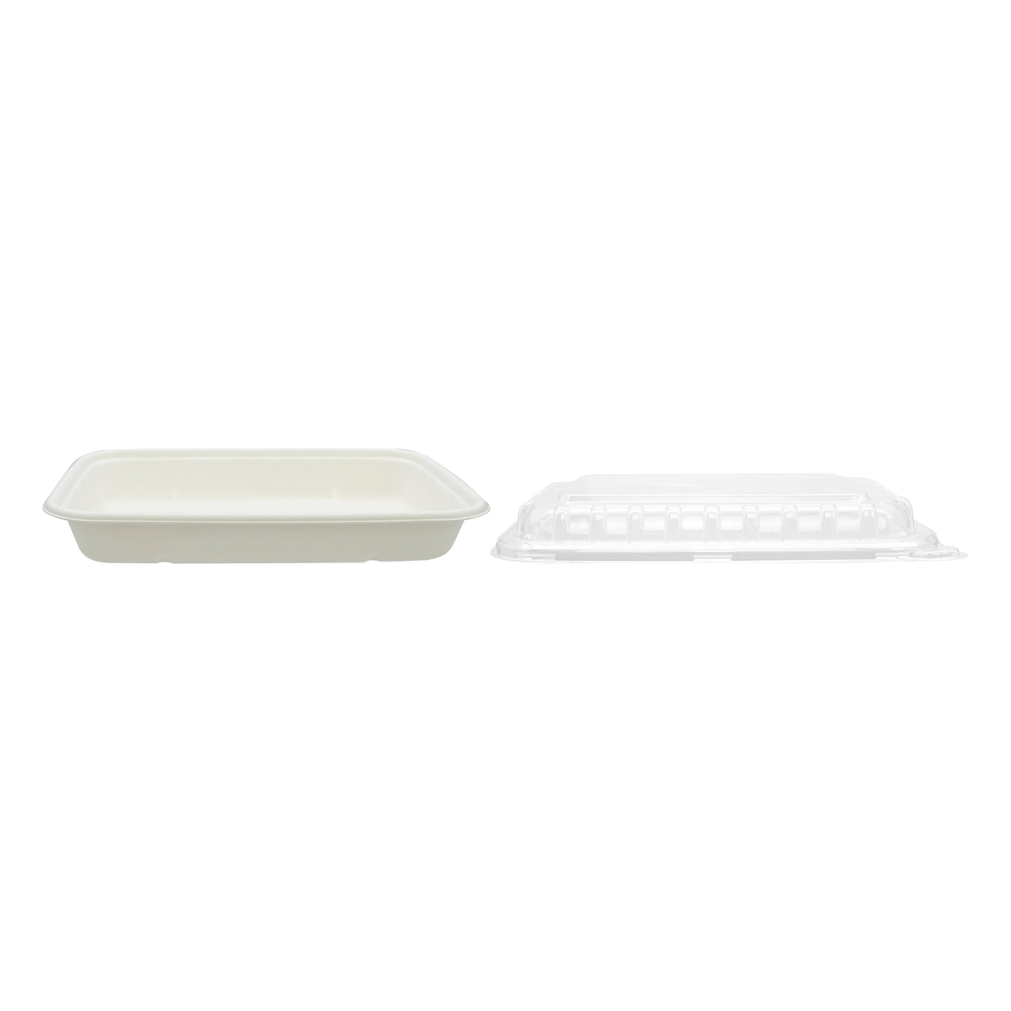 REGENT SUGARCANE FIBRE RECTANGULAR CONTAINER 500ML & PET LIDS, 20 PCS