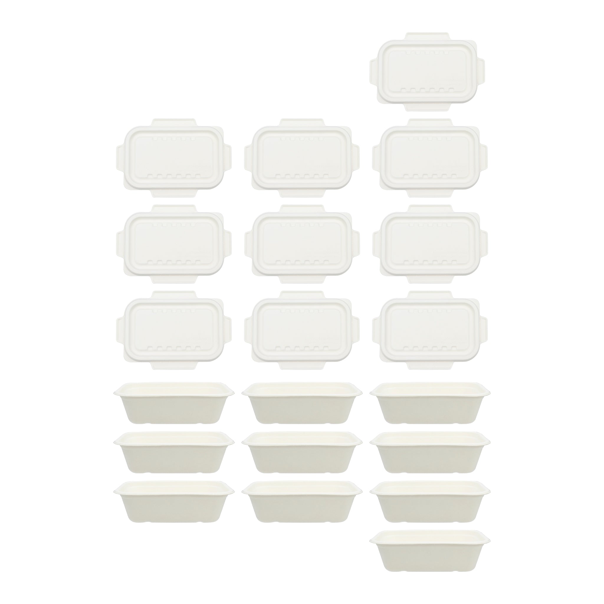 REGENT SUGARCANE FIBRE RECTANGULAR CONTAINER 750ML & LIDS, 20 PCS