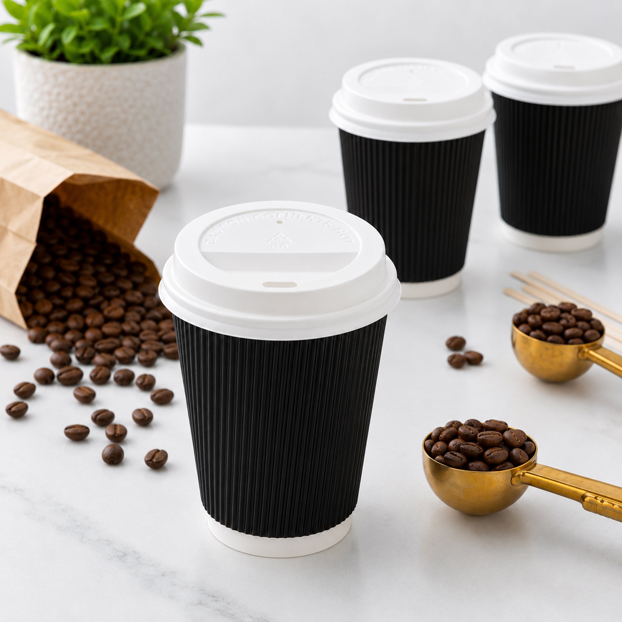 REGENT RIPPLE PAPER CUP BLACK, 350ML & LID 20 PCS