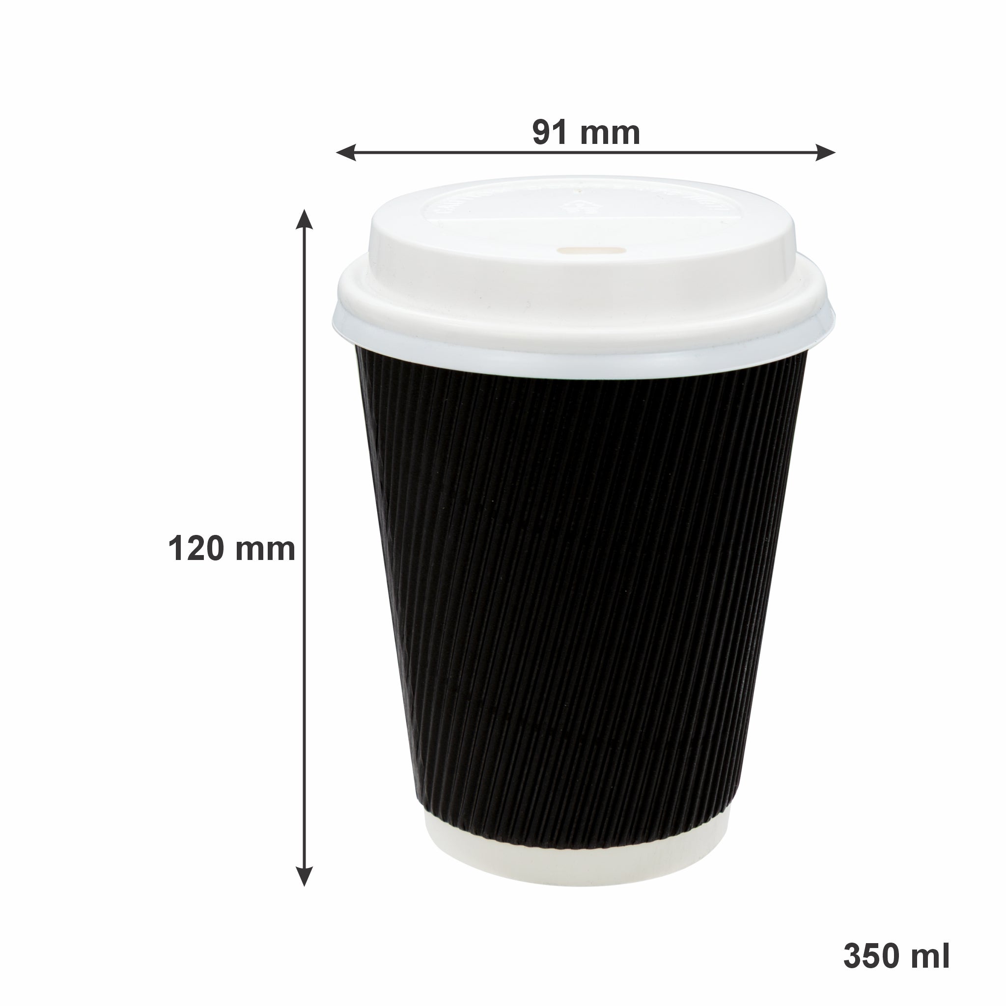 REGENT RIPPLE PAPER CUP BLACK, 350ML & LID 20 PCS
