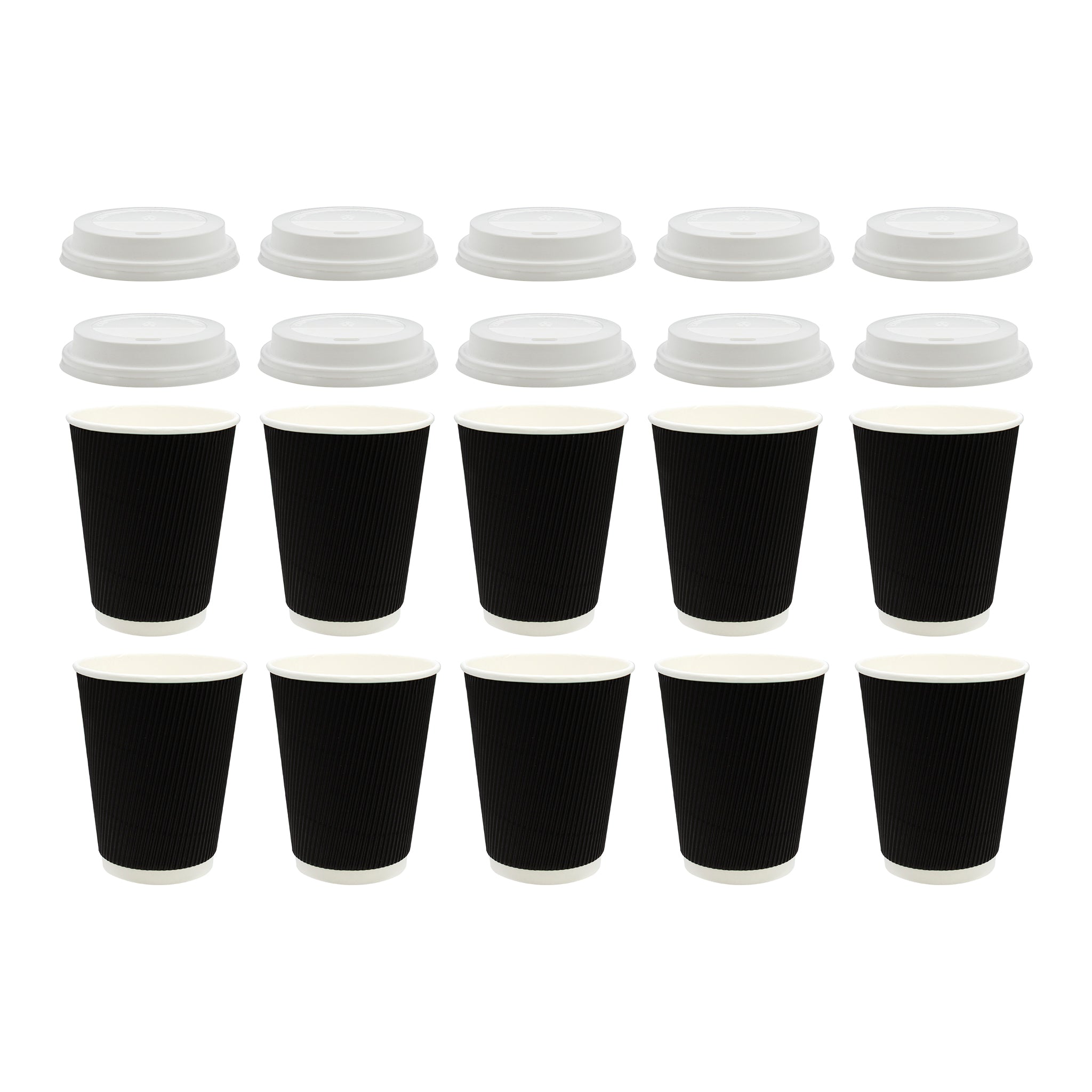 REGENT RIPPLE PAPER CUP BLACK, 350ML & LID 20 PCS