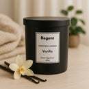 REGENT SCENTED CANDLES VANILLA IN A BLACK GLASS JAR WITH BLACK LID, 200G