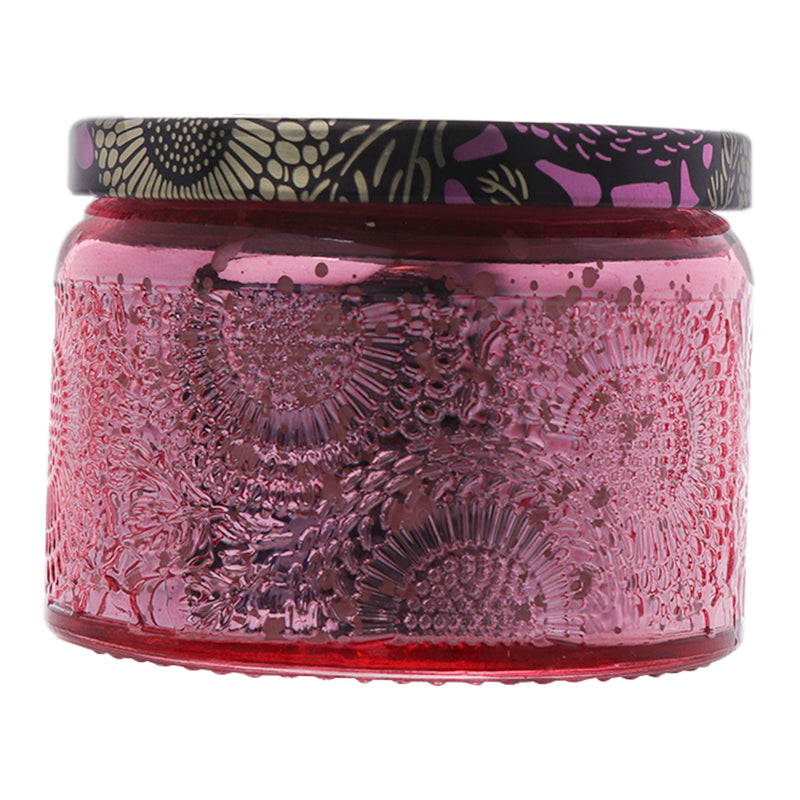 REGENT SCENTED CANDLES (VANILLA) IN EMBOSSED GLASS JARS, ASST. COLOURS, 100GR (50X70MM DIA)