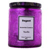 REGENT SCENTED CANDLES (VANILLA) IN EMBOSSED GLASS JARS, ASST. COLOURS, 185GR each  (90X70MM DIA)