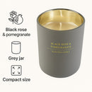 REGENT SCENTED CANDLE GREY JAR LARGE, BLACK ROSE & POMEGRANATE 210G