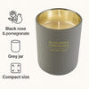 REGENT SCENTED CANDLE GREY JAR LARGE, BLACK ROSE & POMEGRANATE 210G