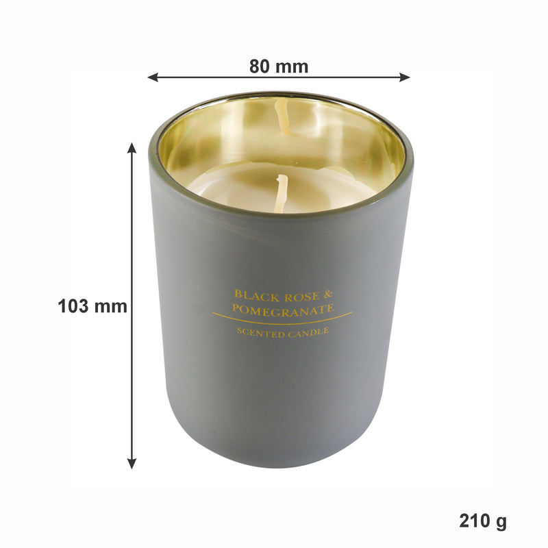 REGENT SCENTED CANDLE GREY JAR LARGE, BLACK ROSE & POMEGRANATE 210G, (103X80MM DIA)