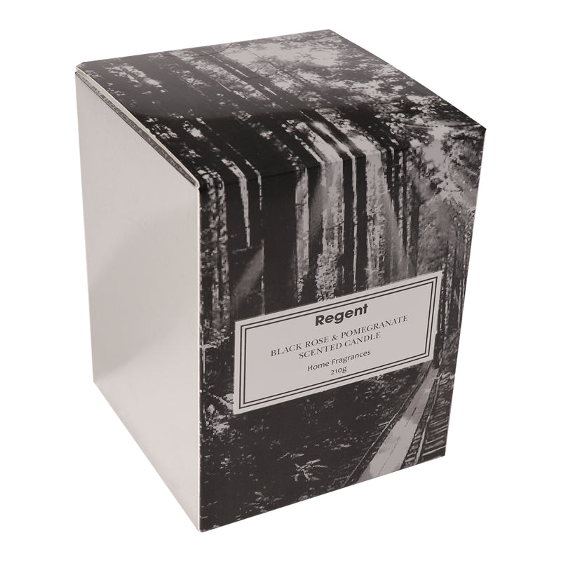 REGENT SCENTED CANDLE GREY JAR LARGE, BLACK ROSE & POMEGRANATE 210G, (103X80MM DIA)