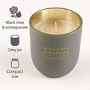 REGENT SCENTED CANDLE GREY JAR SMALL, BLACK ROSE & POMEGRANATE 130G