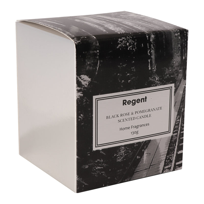 REGENT SCENTED CANDLE GREY JAR SMALL, BLACK ROSE & POMEGRANATE 130GR