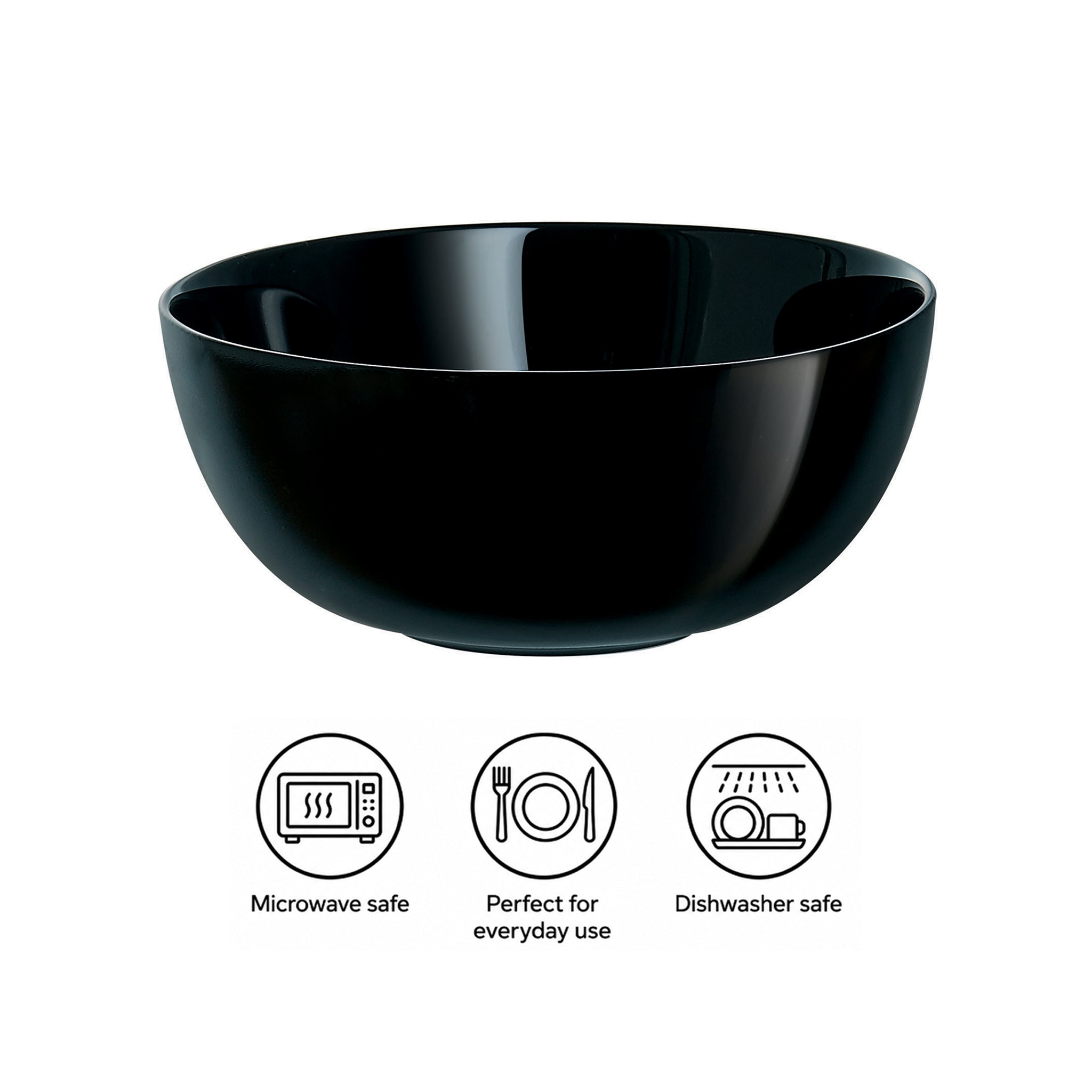 LUMINARC OPAL BLACK BOWL 750ML, 145MM DIA