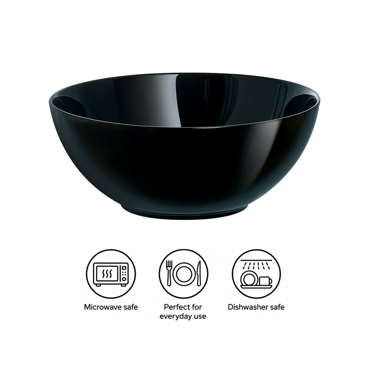 LUMINARC OPAL BLACK SMALL BOWL 350ML, 120MM DIA