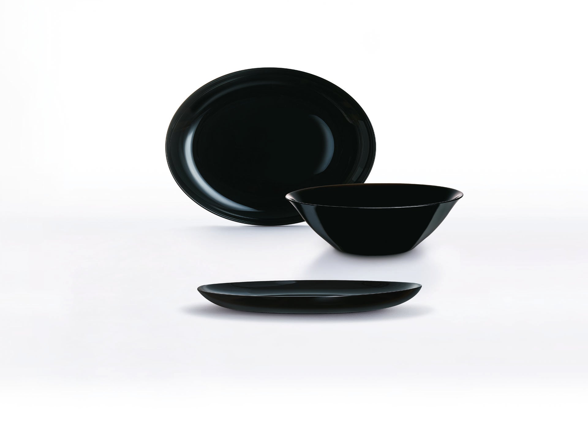 LUMINARC OPAL BLACK OVAL PLATE, 250X330MM