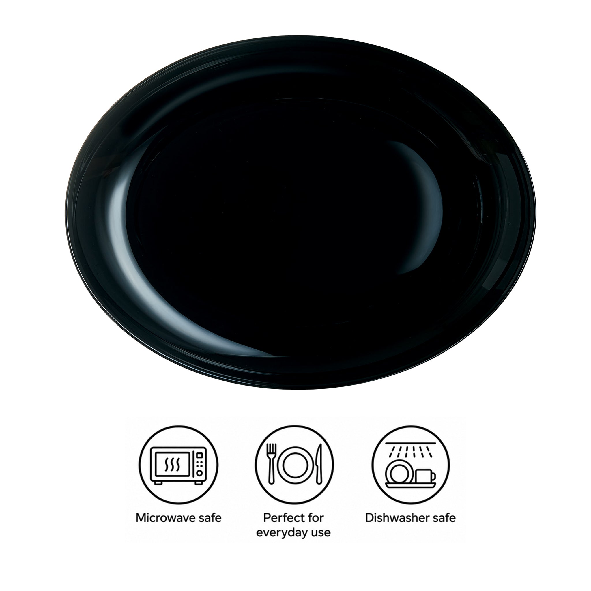 LUMINARC OPAL BLACK OVAL PLATE, 250X330MM
